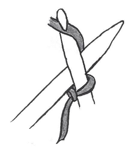 Yarn hooked by the crochet hook, ready to form the first stitch on the needle.